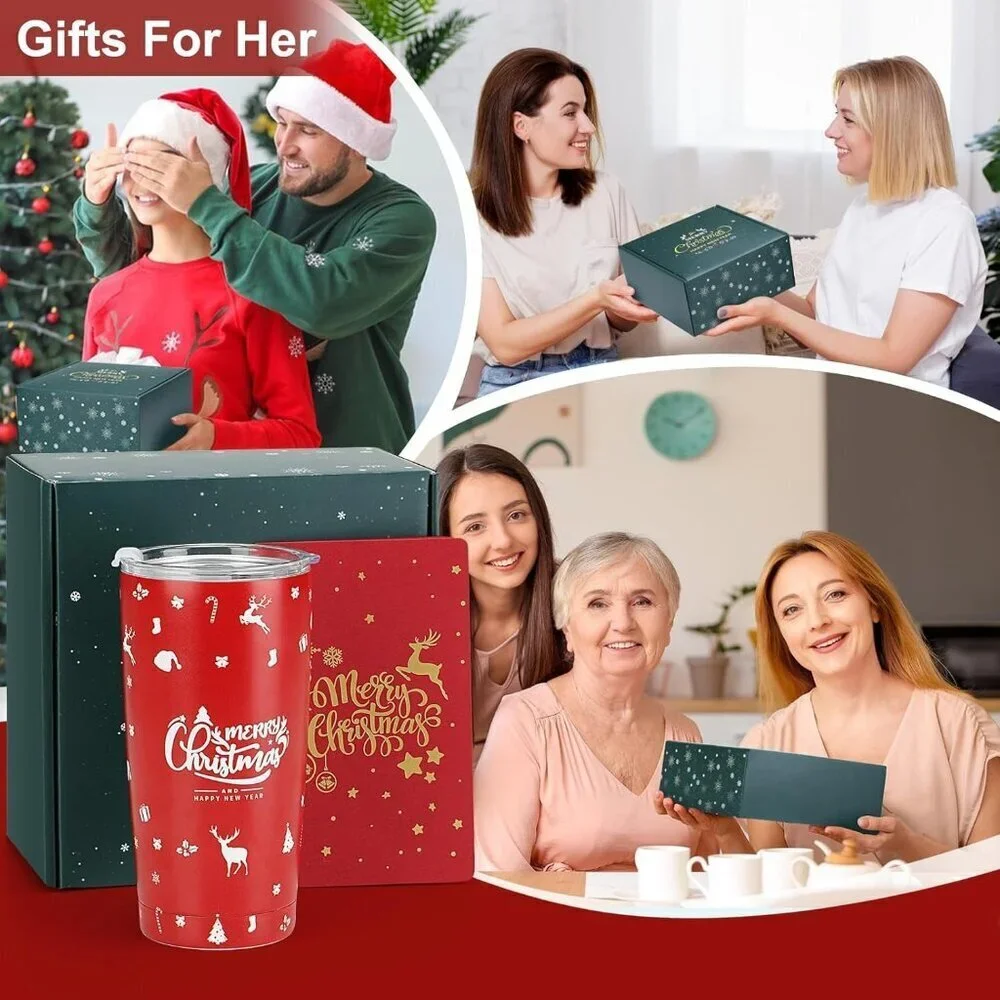 7pc Christmas Gift Set for Women Spa Kit with Tumbler Holiday Basket Self Care